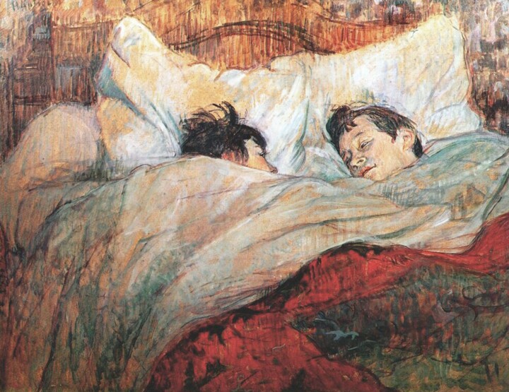 Pintura titulada "Le lit" por Henri De Toulouse-Lautrec, Obra de arte original, Oleo