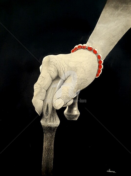 Dibujo titulada "Le bracelet rouge" por Henri Ibara, Obra de arte original, Lápiz