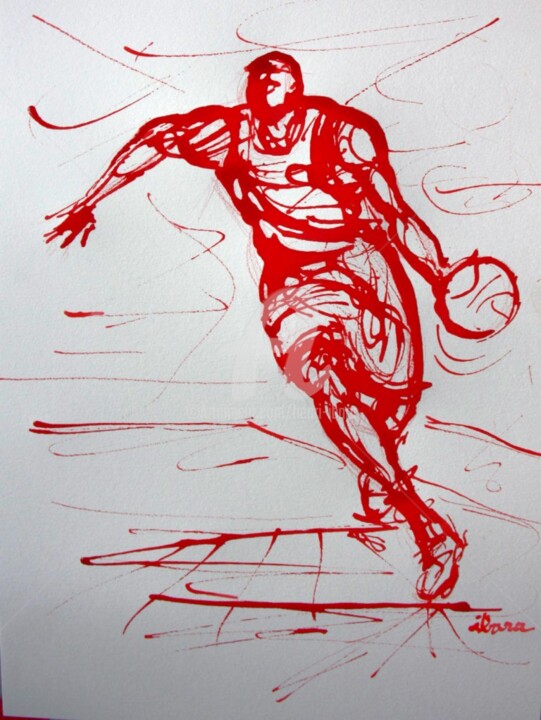 Drawing titled "basket-n-8-dessin-c…" by Henri Ibara, Original Artwork, Other