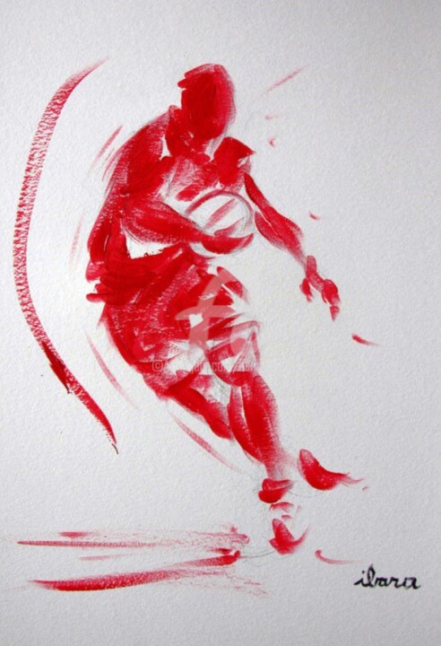 Desenho intitulada "Rugby B" por Henri Ibara, Obras de arte originais, Guache