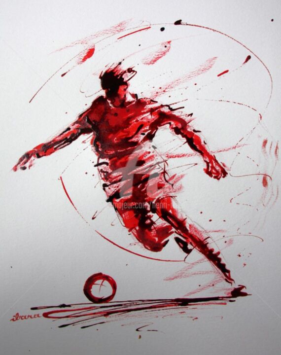 Zeichnungen mit dem Titel "football-n-72-dessi…" von Henri Ibara, Original-Kunstwerk, Tinte