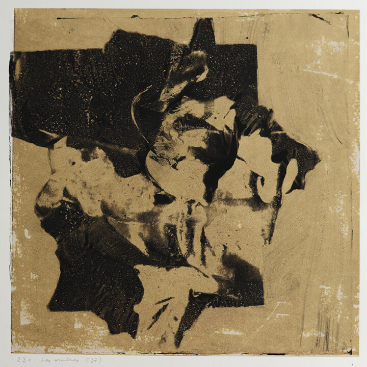 Printmaking titled "les ombres (37)" by Henry Pouillon, Original Artwork, Monotype Mounted on Other rigid panel