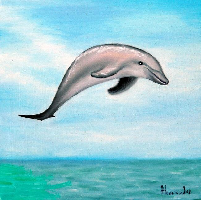 Painting titled "el delfin" by Hernandiz, Original Artwork