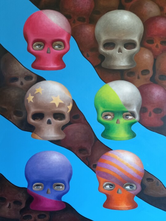 Peinture intitulée "Commedia 3" par Herve Fleury (RV), Œuvre d'art originale, Acrylique Monté sur Châssis en bois