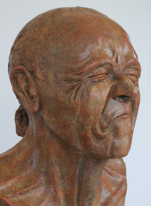 Sculpture titled "L'homme vexé ( d'ap…" by Helene Gobin Langlais, Original Artwork, Terra cotta