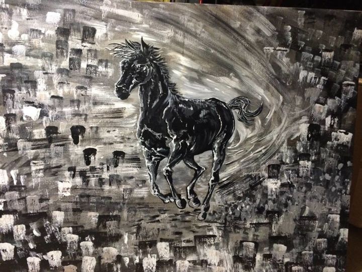 Peinture intitulée "cheval" par Hy, Œuvre d'art originale, Acrylique