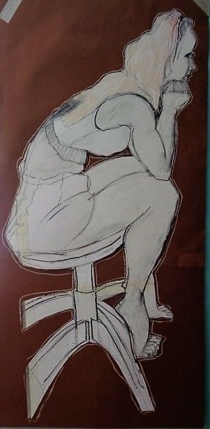 Dibujo titulada "Noemi Seated." por Hilary Mullany, Obra de arte original