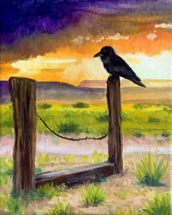 Pintura titulada "My Raven Soul 1: Le…" por Hilary J England, Obra de arte original, Oleo