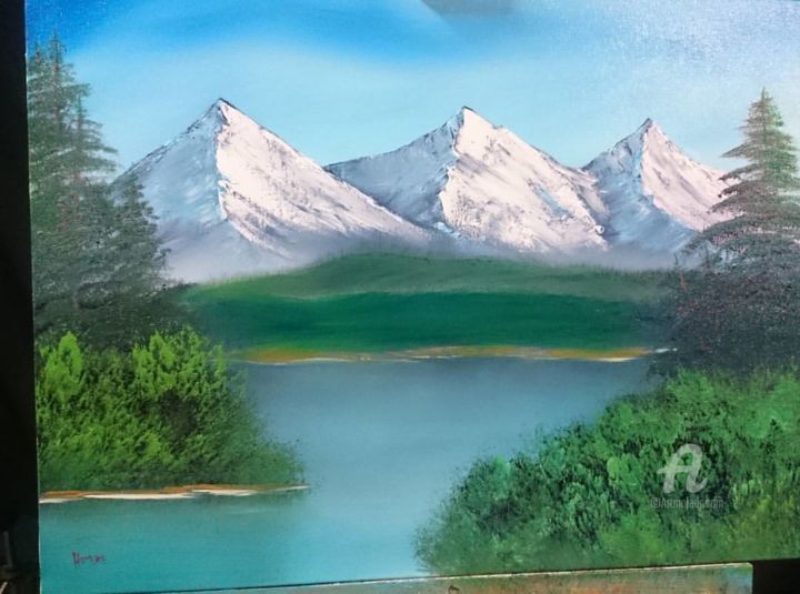 Pittura intitolato "Majestic Peaks" da Homero Bittencourt, Opera d'arte originale, Olio