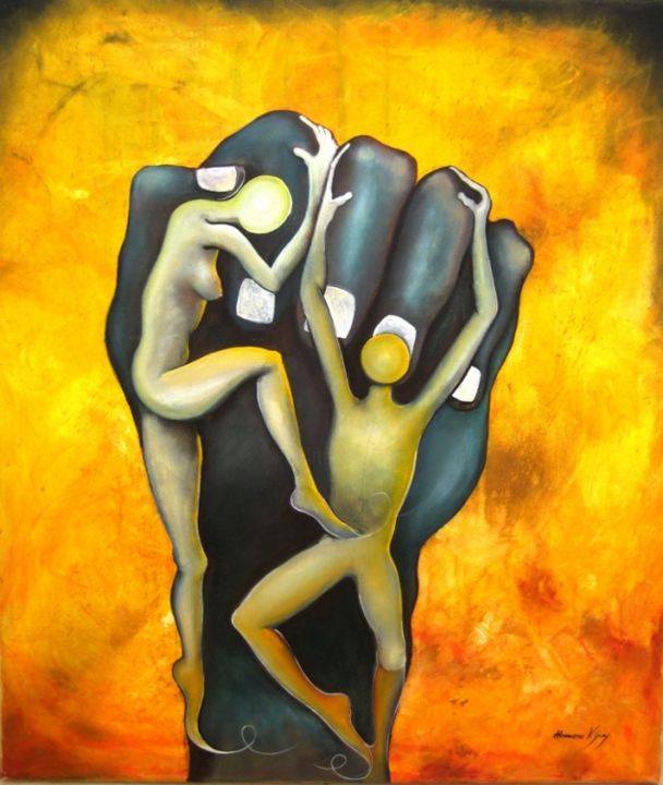 Pintura titulada "pareja-puno-2012.jpg" por Homero, Obra de arte original