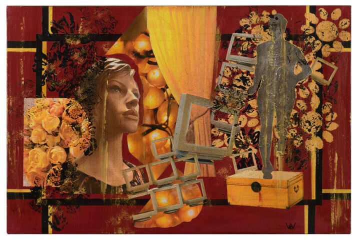 Collages titled "Course à pied marat…" by Ecw, Original Artwork, Collages Mounted on Wood Panel