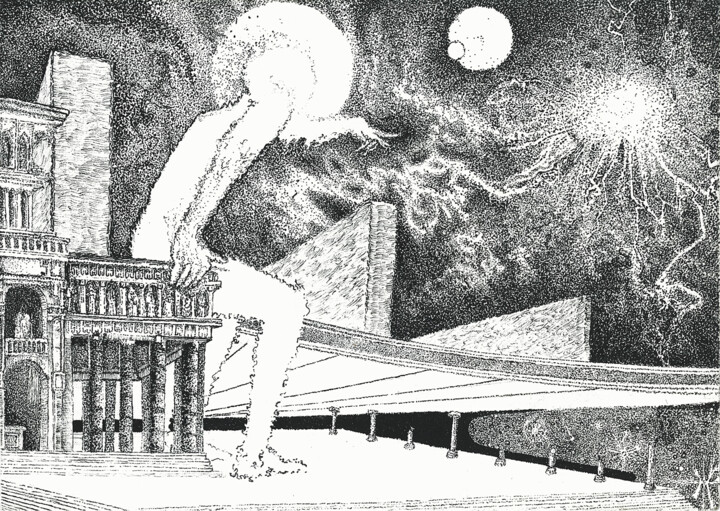 Dessin intitulée "THE BANISHING OF A…" par Hugo Simon, Œuvre d'art originale, Encre