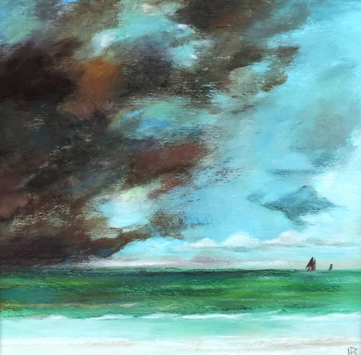 Malerei mit dem Titel "Ciel mouvant et mer…" von Hugues Renck, Original-Kunstwerk, Acryl