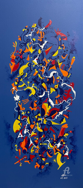 Картина под названием "Fragments" - Humberto Cesar Pornaro, Подлинное произведение искусства, Акрил Установлен на Деревянная…