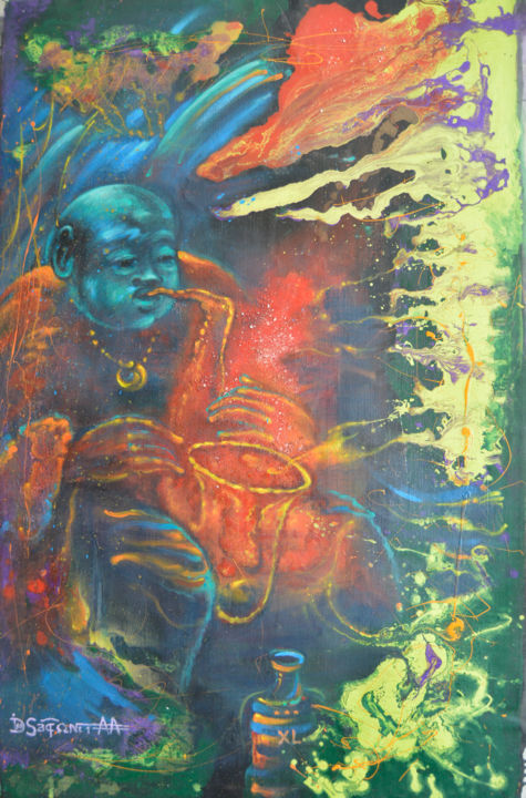 Painting titled "Jazzman aka Street…" by Daas, Original Artwork, Acrylic