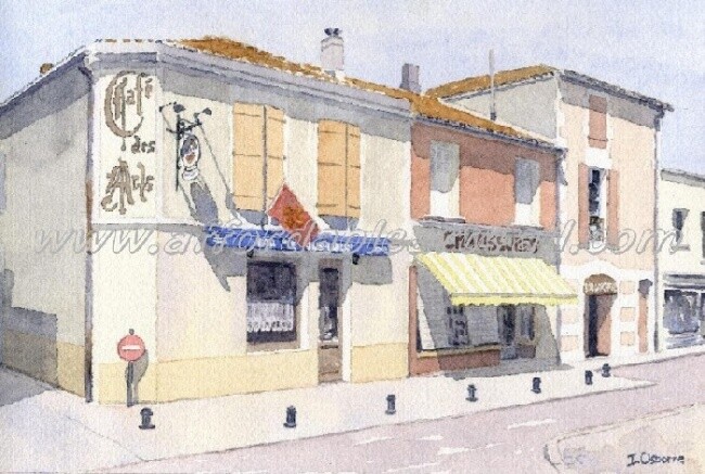 Pintura titulada "Café des Arts, Mont…" por Ian Osborne, Obra de arte original, Oleo