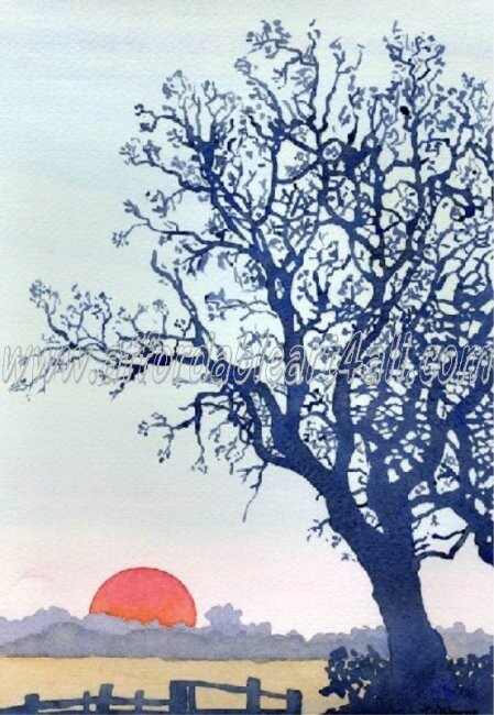 Pintura titulada "Winter sunrise" por Ian Osborne, Obra de arte original, Otro