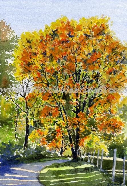 Pintura titulada "Autumn oak" por Ian Osborne, Obra de arte original, Otro