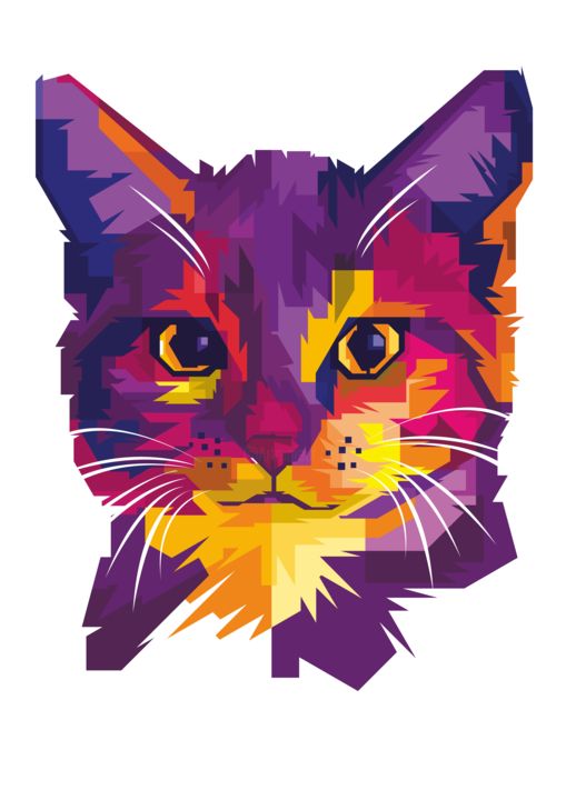 Цифровое искусство под названием "Cat in WPAP" - Artworkranger, Подлинное произведение искусства, 2D Цифровая Работа