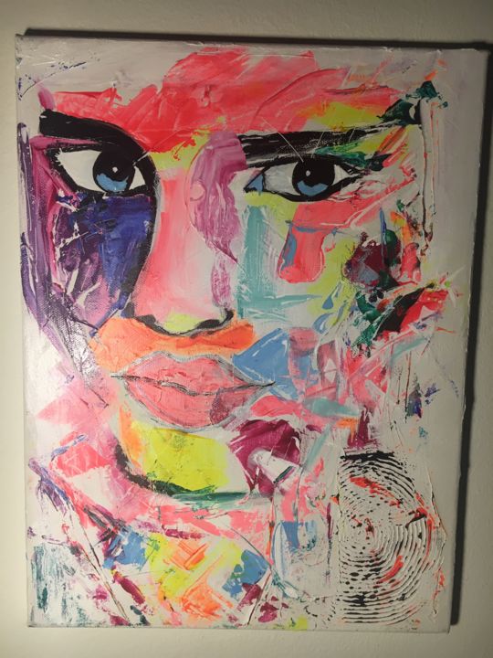 Painting titled "Lady Gaga in neon" by Ibiza Studio, Original Artwork