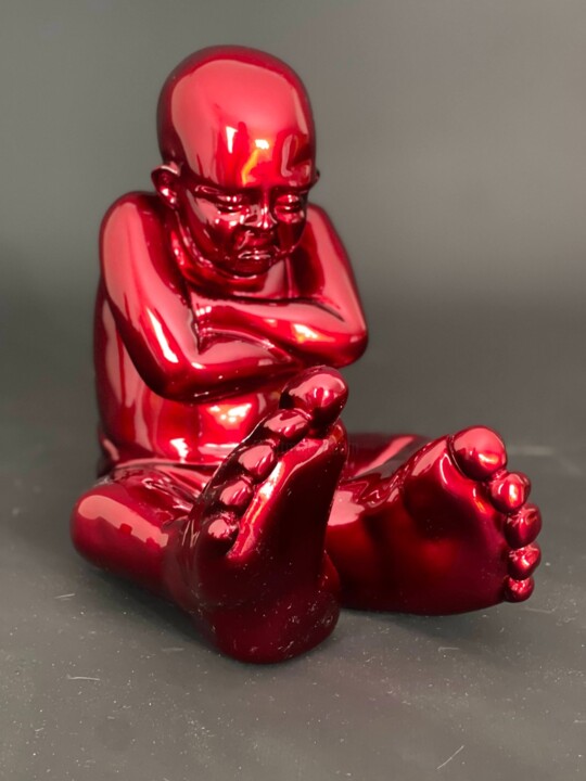 Escultura titulada "Babyfoot XS Red Can…" por Idan Zareski, Obra de arte original, Resina