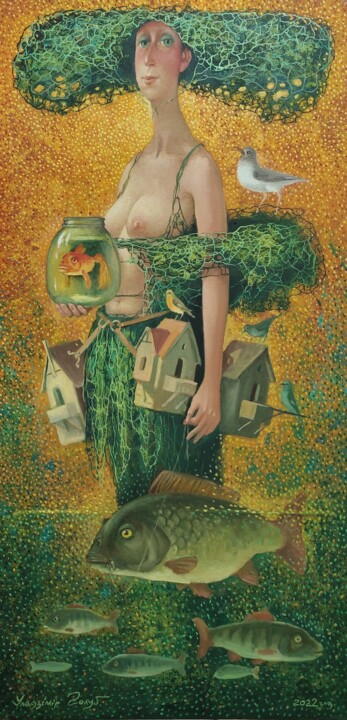 Картина под названием "русалка" - Vladimir Golub, Подлинное произведение искусства, Масло