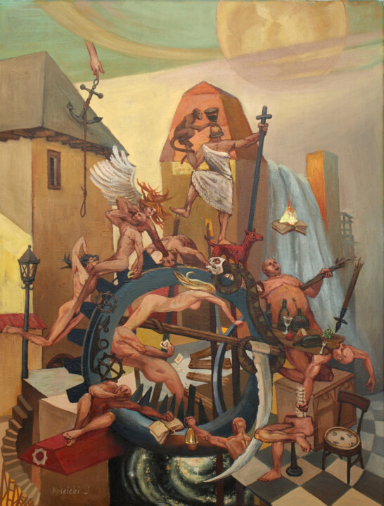 Painting titled "Civilization" by Igor Moscicki, Original Artwork, Oil
