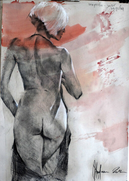 Drawing titled "Nude #273" by Igor Shulman, Original Artwork, Chalk