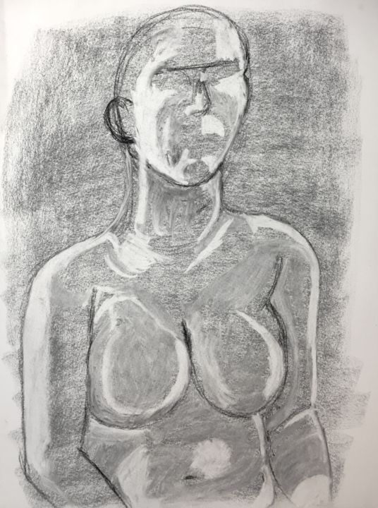 Drawing titled "Strength" by Igzotic, Original Artwork, Charcoal