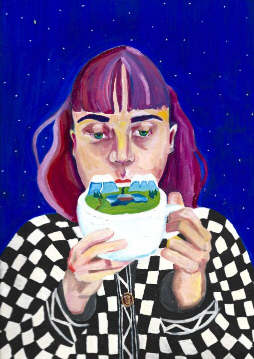 Peinture intitulée "Une montagne de thé" par Ilaria Micale, Œuvre d'art originale, Huile