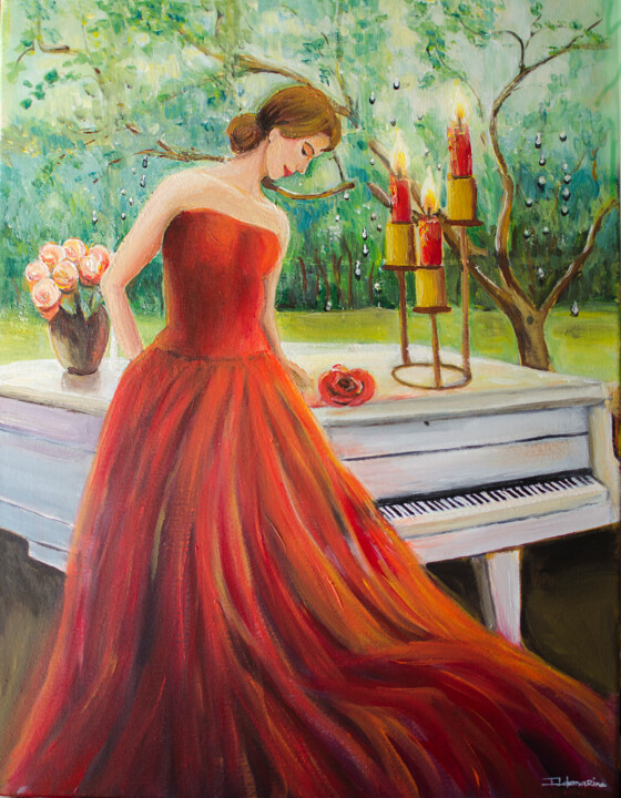 Painting titled "Momento musical num…" by Ildemarina Rodrigo, Original Artwork, Acrylic Mounted on Wood Stretcher frame