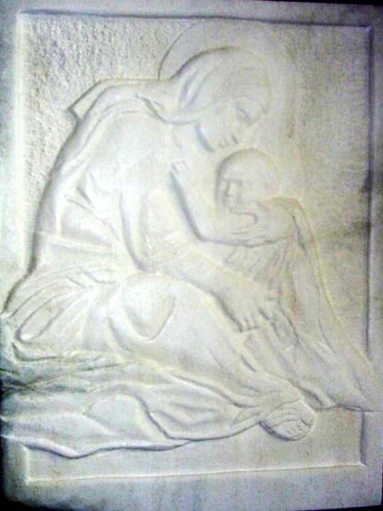 Sculpture titled "Madonna and child" by Andreevi, Original Artwork, Stone