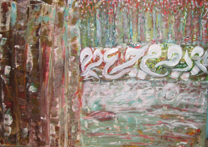 绘画 标题为“River of letter” 由Inaam Obaidi Onsi, 原创艺术品, 丙烯