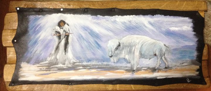 Ptesan Win Femme Bison Blanc Pintura Por Indian Heritage Arts Artmajeur