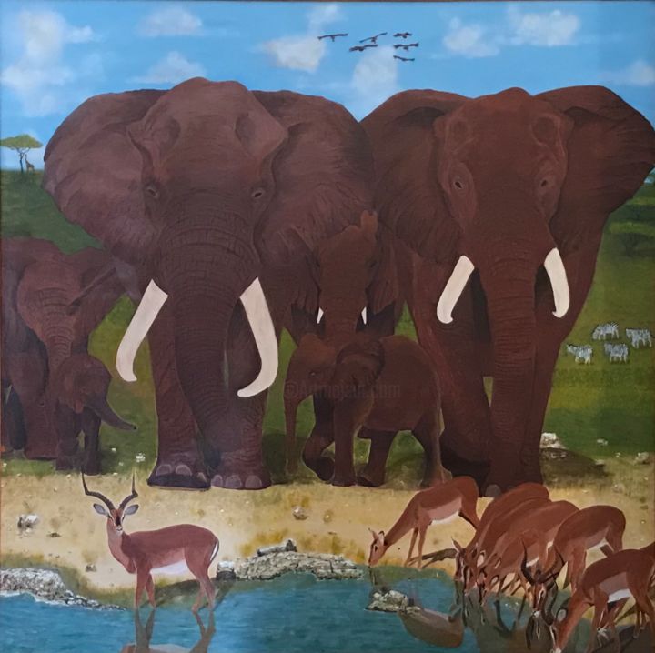 Peinture intitulée "Memories of Africa" par Inés & Ciro Nature Paintings, Œuvre d'art originale, Acrylique