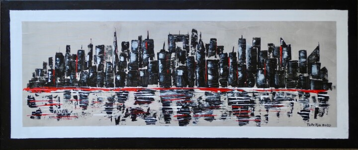 Pittura intitolato "Manhattan" da Frits Njio, Opera d'arte originale, Acrilico