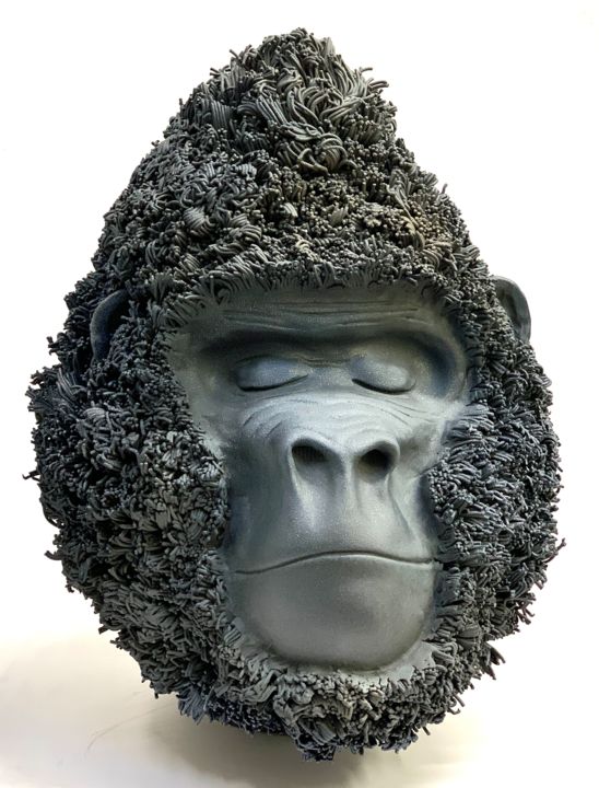 Sculpture titled "Gorilla dormiente" by Roberto Fugnanesi, Original Artwork, Ceramics