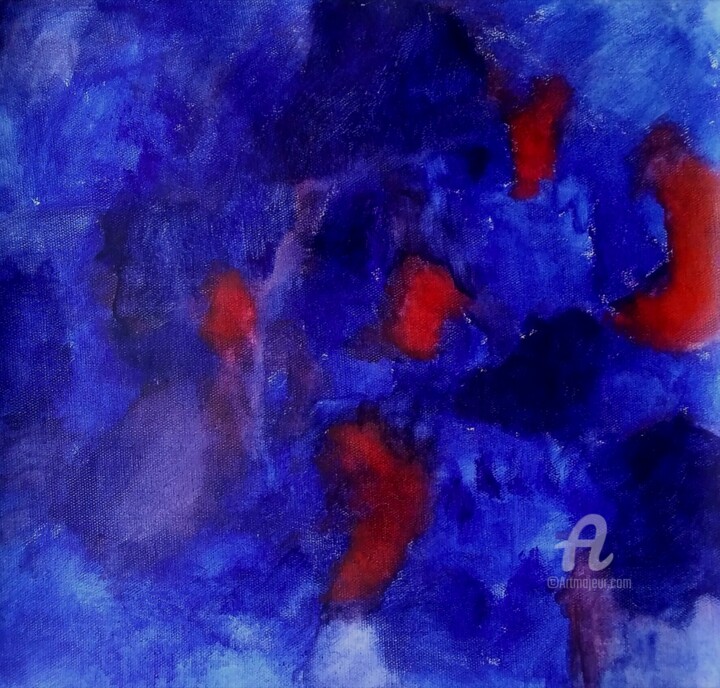 "Blue and red" başlıklı Tablo Ingela Wallgren Lindgren tarafından, Orijinal sanat, Petrol