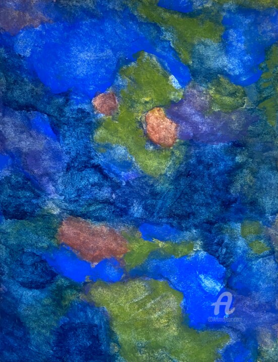 Painting titled "Blue spirit around" by Ingela Wallgren Lindgren, Original Artwork, Tempera