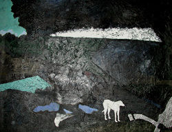 Painting titled "Landscape with hound" by Inger Eriksson, Original Artwork