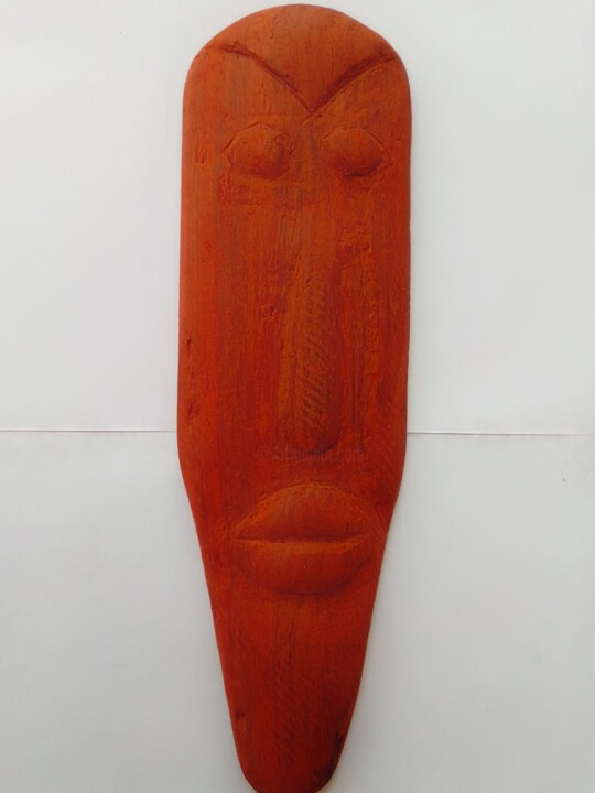 Sculpture titled "Masque bassa" by Innocent Nolla Makon, Original Artwork, Wood