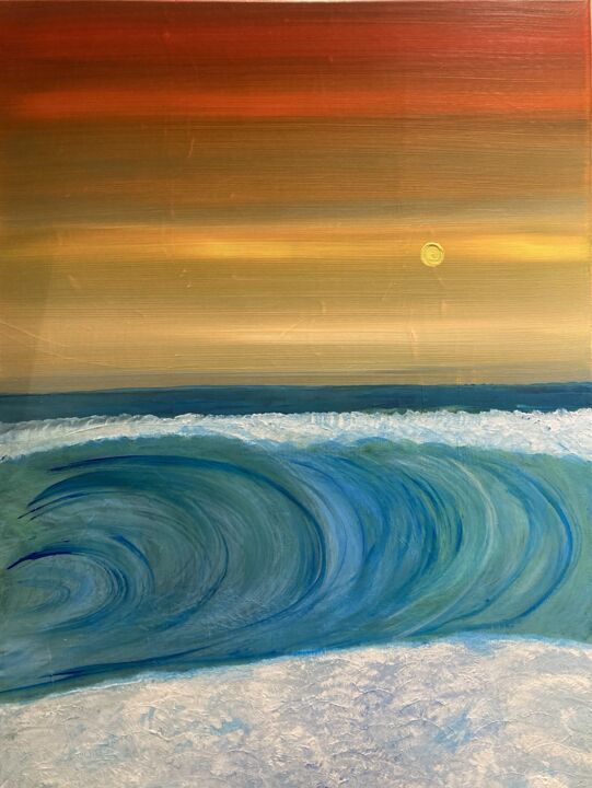 Pintura titulada "Sunset beach" por Philippe Collinet, Obra de arte original, Acrílico Montado en Bastidor de camilla de mad…
