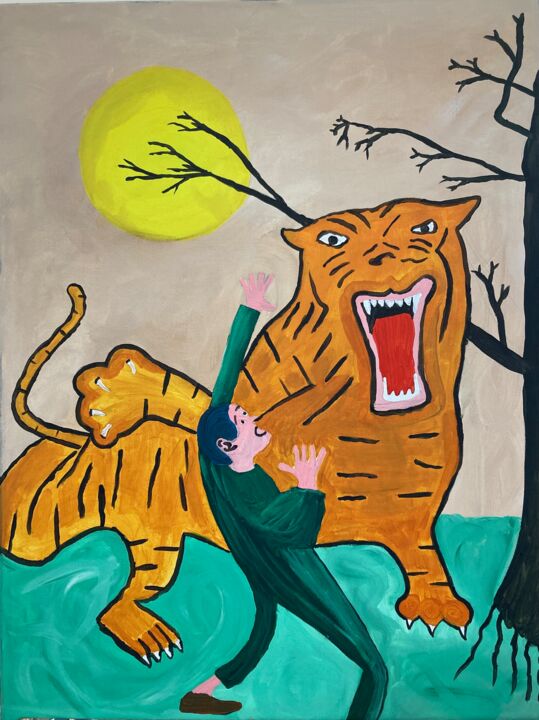 Pintura intitulada "ROAR" por Philippe Collinet, Obras de arte originais, Acrílico Montado em Armação em madeira