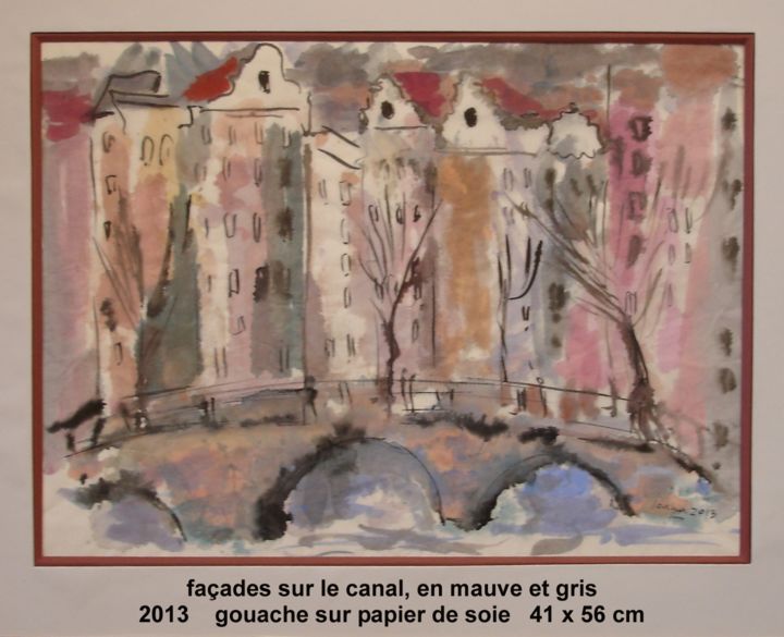 Malerei mit dem Titel "facades sur le cana…" von Ioana, Original-Kunstwerk, Gouache