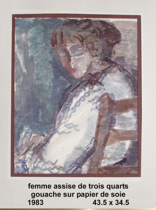 Malerei mit dem Titel "femme assise de tro…" von Ioana, Original-Kunstwerk, Öl