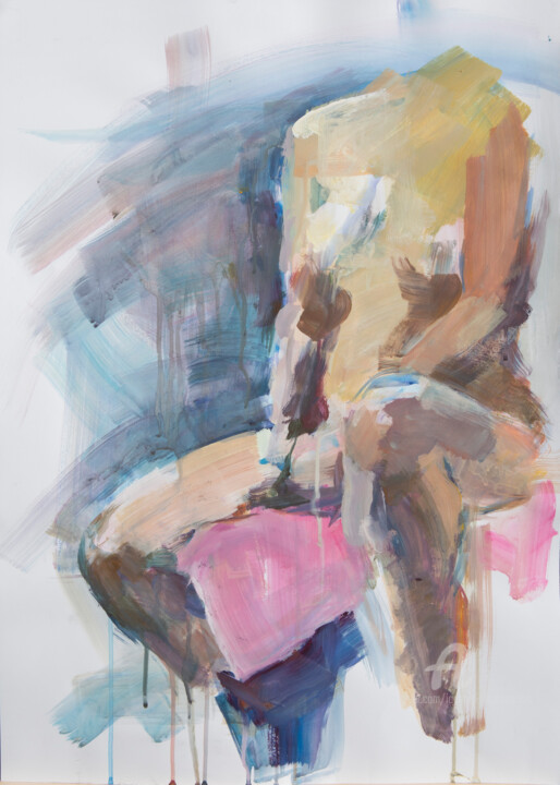 Malerei mit dem Titel "Sitting Nude" von Ioannis Filippopoulos, Original-Kunstwerk, Acryl