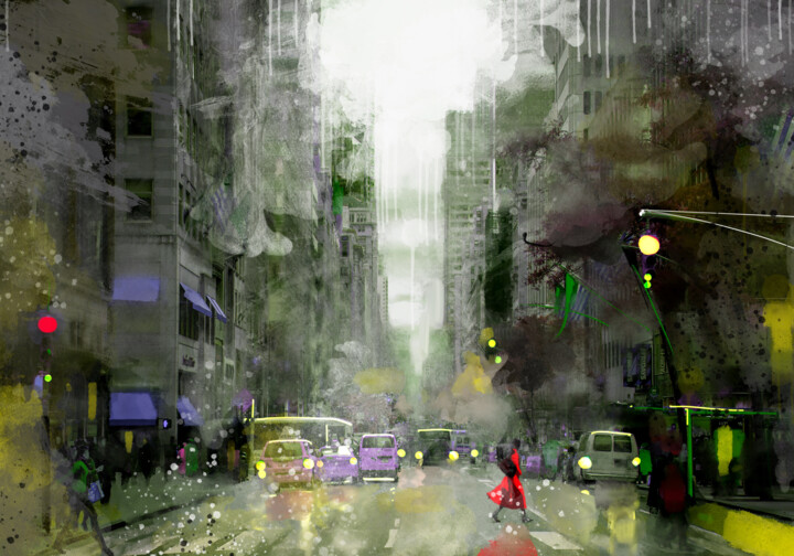 绘画 标题为“New York Street 1” 由Ira Tsantekidou, 原创艺术品, 数字油画
