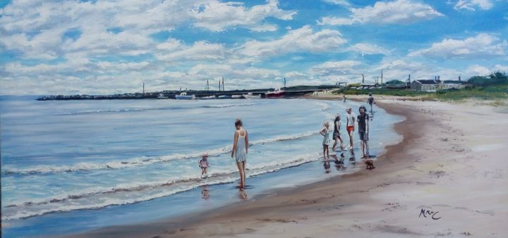 Pintura titulada "Carne Beach, Wexfor…" por Martin Mc Cormack, Obra de arte original, Oleo Montado en Bastidor de camilla de…