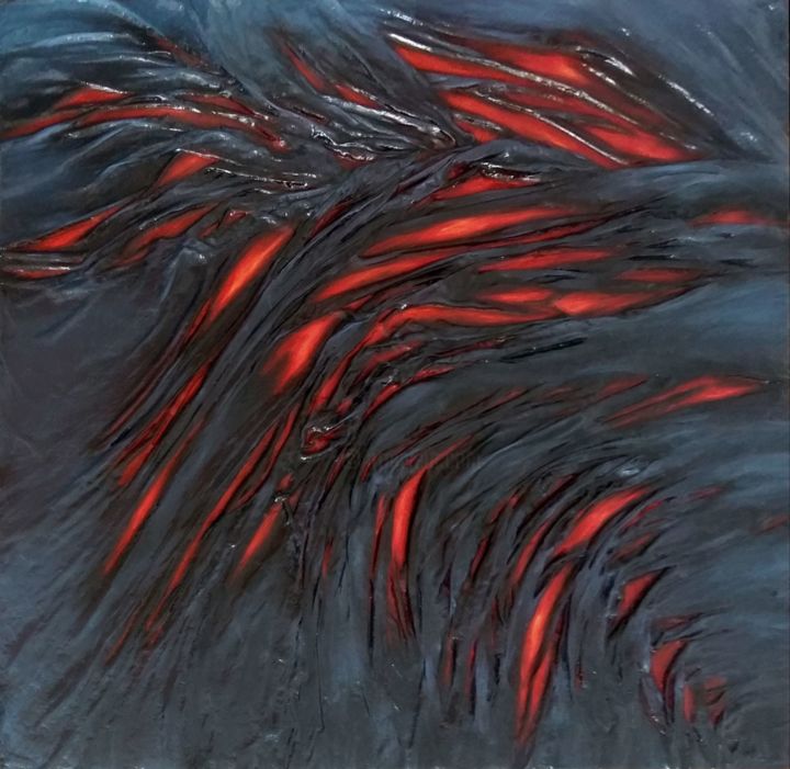Painting titled "Magma" by Irena Bijelic Gorenjak, Original Artwork, Oil
