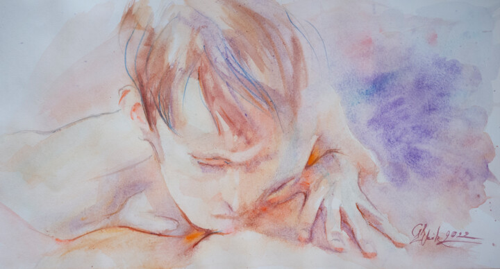Картина под названием "MOMENTS OF LOVE. №4…" - Irene Bibik-Chkolian, Подлинное произведение искусства, Акварель